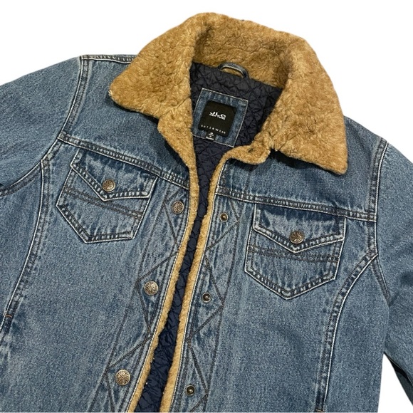 Vintage faux for trimmed denim jacket - Picture 2 of 5